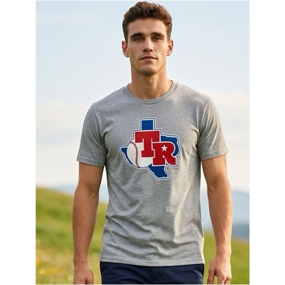 NWT Mitchell & Ness Unisex MLB Texas Rangers Gray Short Sleeve Tee Shirt - Large